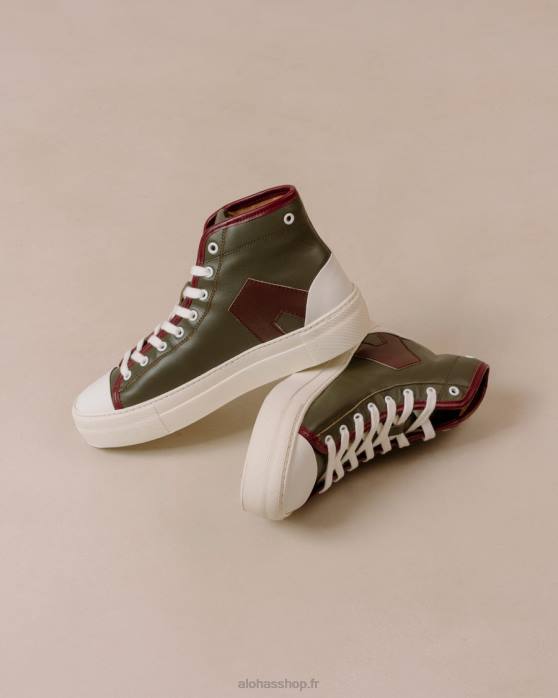 femmes montagne P64N264 Alohas tb.35 - baskets en cuir rouge et vert