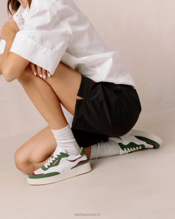 femmes étang P64N70 Alohas tb.87 - baskets en cuir blanc et vert