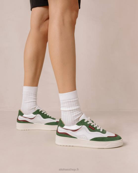 femmes étang P64N70 Alohas tb.87 - baskets en cuir blanc et vert