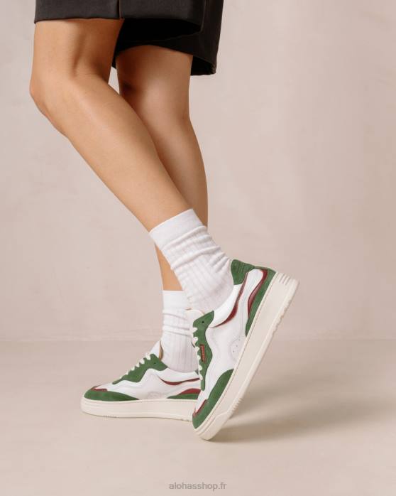 femmes étang P64N70 Alohas tb.87 - baskets en cuir blanc et vert