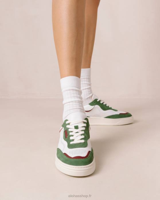 femmes étang P64N70 Alohas tb.87 - baskets en cuir blanc et vert