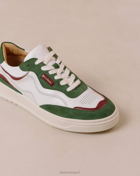 femmes étang P64N70 Alohas tb.87 - baskets en cuir blanc et vert
