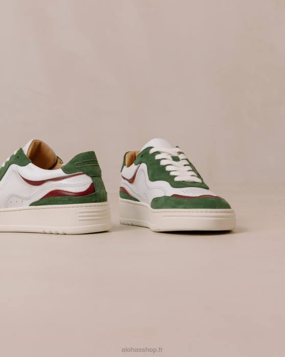 femmes étang P64N70 Alohas tb.87 - baskets en cuir blanc et vert
