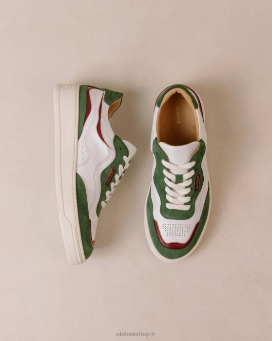 femmes étang P64N70 Alohas tb.87 - baskets en cuir blanc et vert