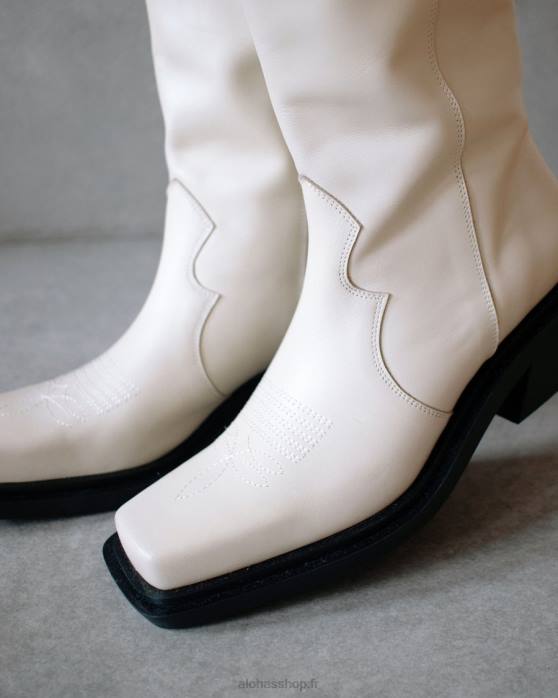 femmes Ivoire P64N157 Alohas bovin - bottes en cuir blanc