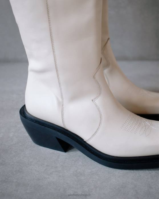 femmes Ivoire P64N157 Alohas bovin - bottes en cuir blanc