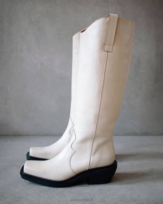 femmes Ivoire P64N157 Alohas bovin - bottes en cuir blanc