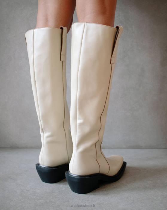 femmes Ivoire P64N157 Alohas bovin - bottes en cuir blanc