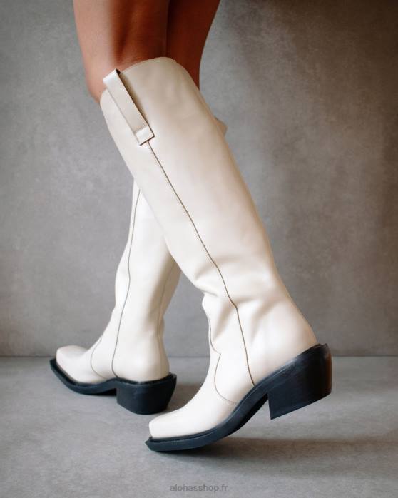 femmes Ivoire P64N157 Alohas bovin - bottes en cuir blanc