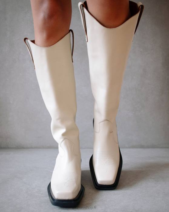 femmes Ivoire P64N157 Alohas bovin - bottes en cuir blanc
