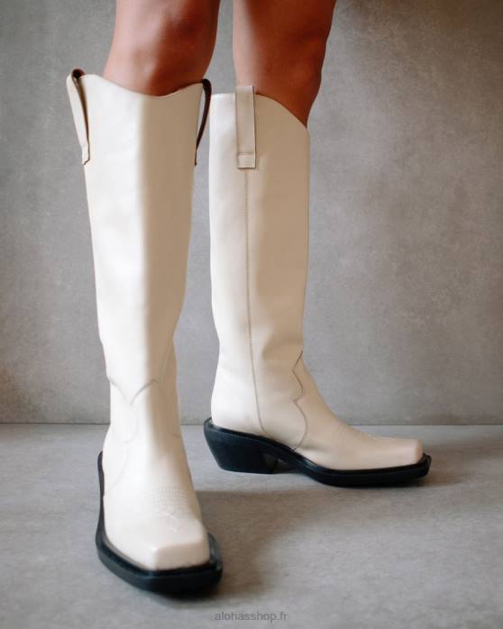 femmes Ivoire P64N157 Alohas bovin - bottes en cuir blanc