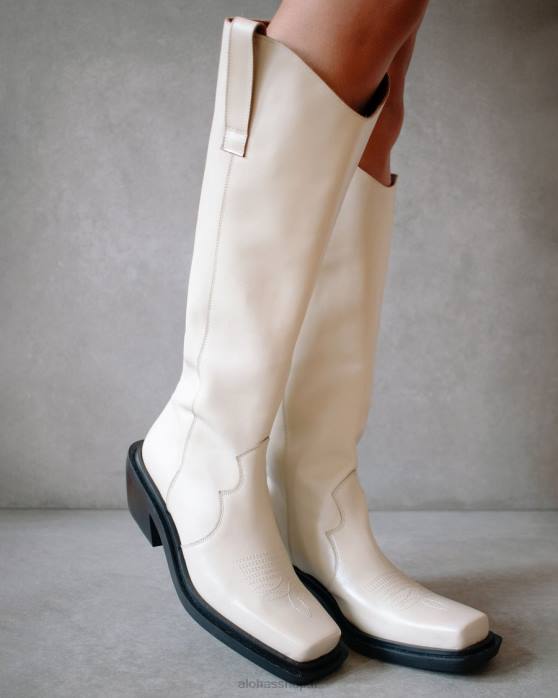 femmes Ivoire P64N157 Alohas bovin - bottes en cuir blanc