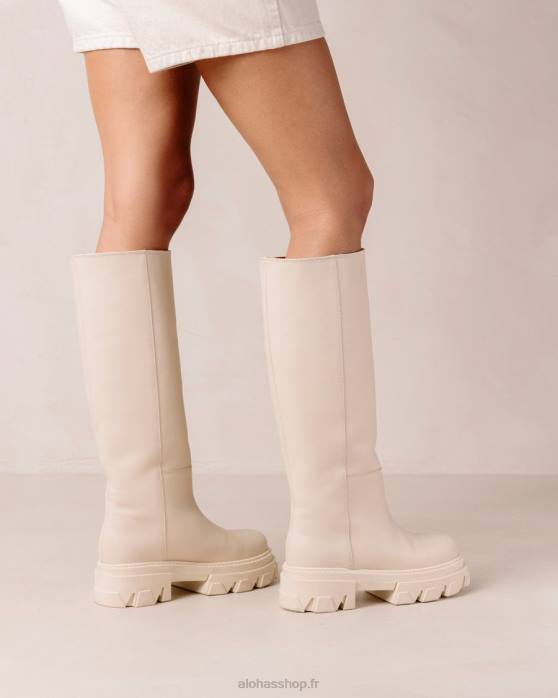 femmes Ivoire P64N96 Alohas katiuska - bottes en cuir blanc