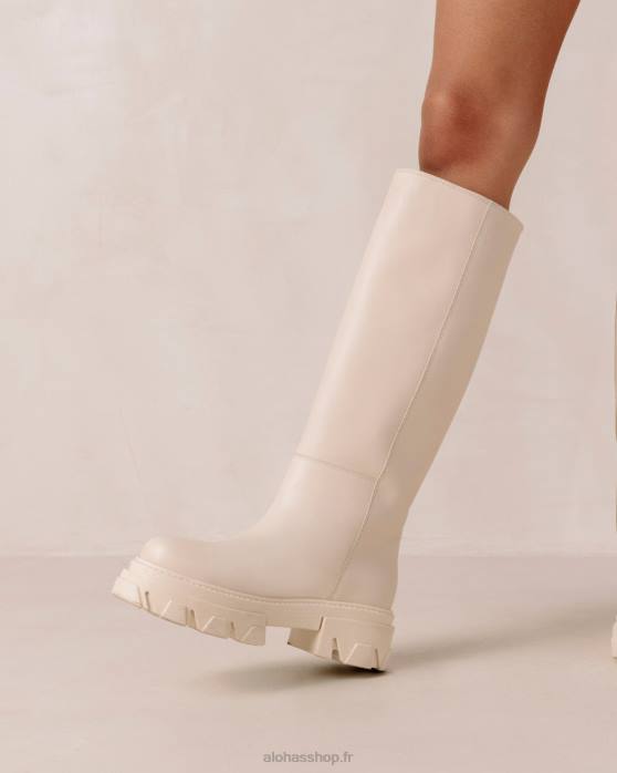 femmes Ivoire P64N96 Alohas katiuska - bottes en cuir blanc