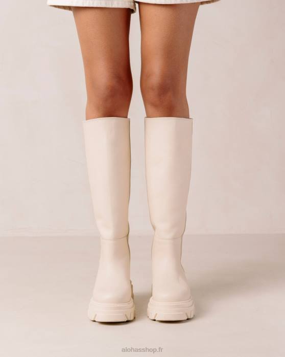 femmes Ivoire P64N96 Alohas katiuska - bottes en cuir blanc