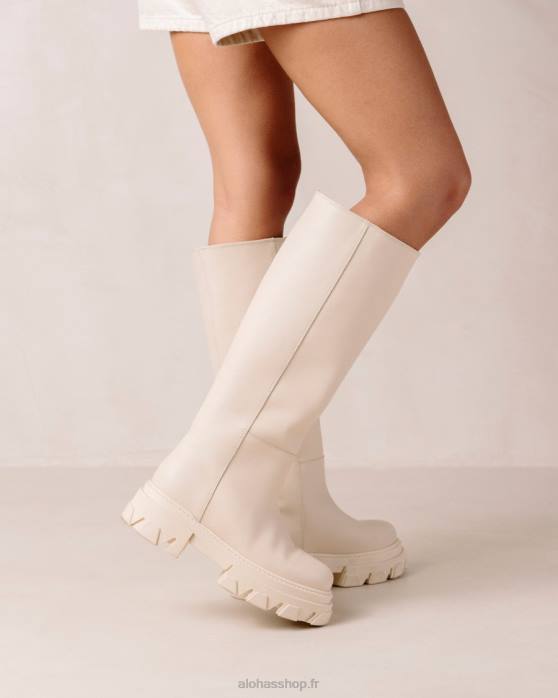 femmes Ivoire P64N96 Alohas katiuska - bottes en cuir blanc