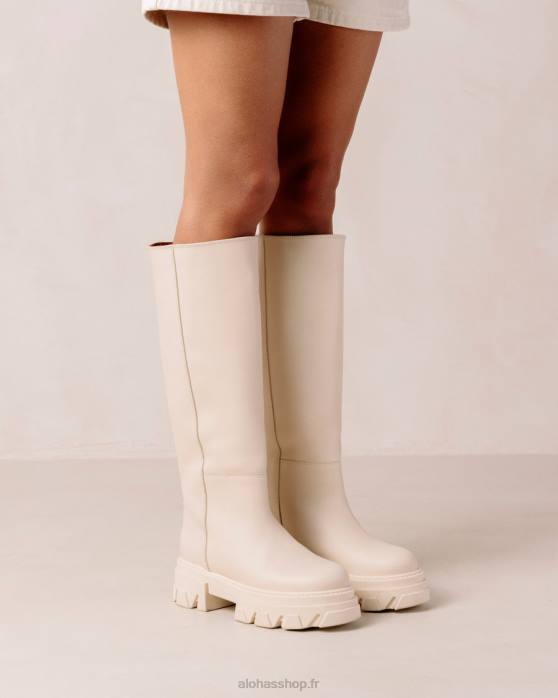 femmes Ivoire P64N96 Alohas katiuska - bottes en cuir blanc