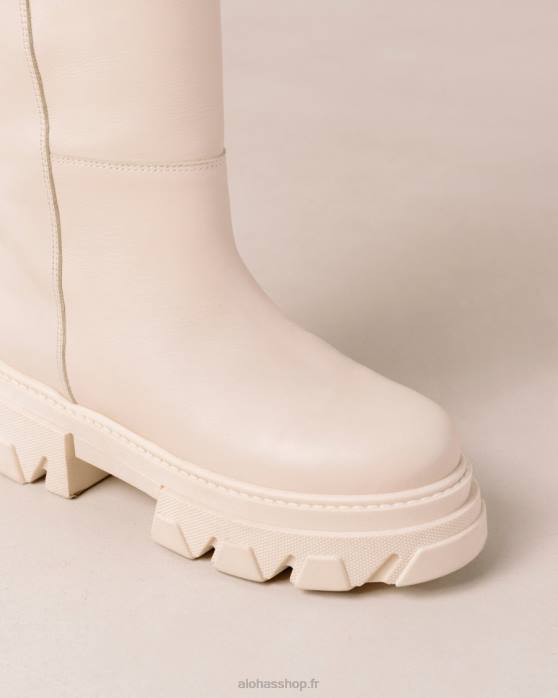 femmes Ivoire P64N96 Alohas katiuska - bottes en cuir blanc