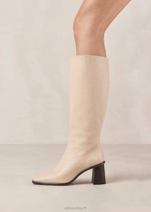 femmes beige pierre P64N46 Alohas east - bottes en cuir végétalien beige
