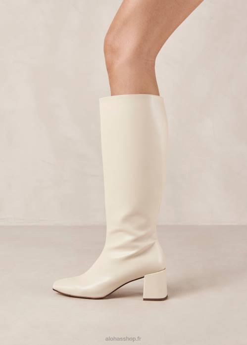 femmes blanc chaud P64N110 Alohas craie - bottes en cuir vegan blanc