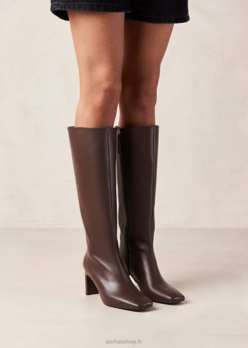femmes brun café P64N275 Alohas isobel - bottes en cuir blanc
