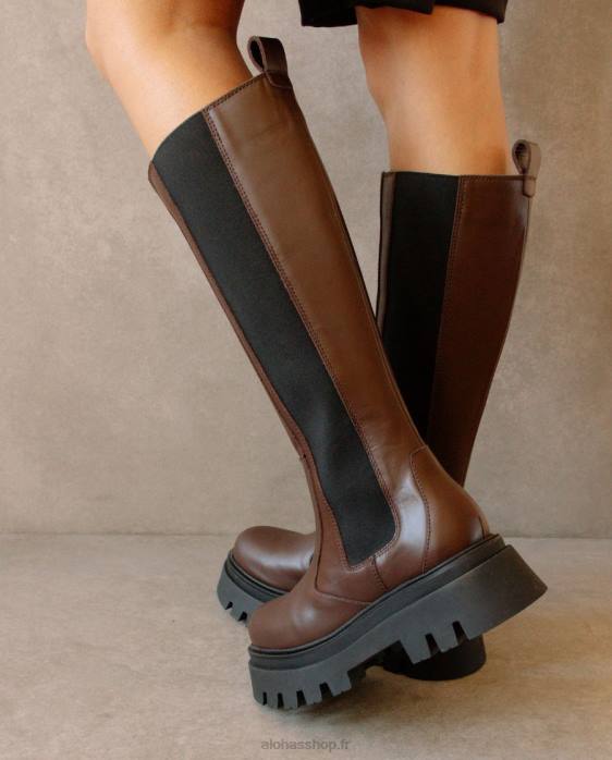 femmes brun café P64N395 Alohas go getter - bottes en cuir marron