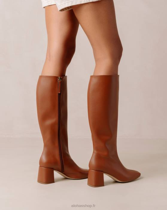 femmes brun pain d'épice P64N108 Alohas craie - bottes en cuir végétalien marron