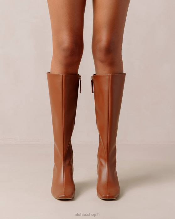 femmes brun pain d'épice P64N108 Alohas craie - bottes en cuir végétalien marron