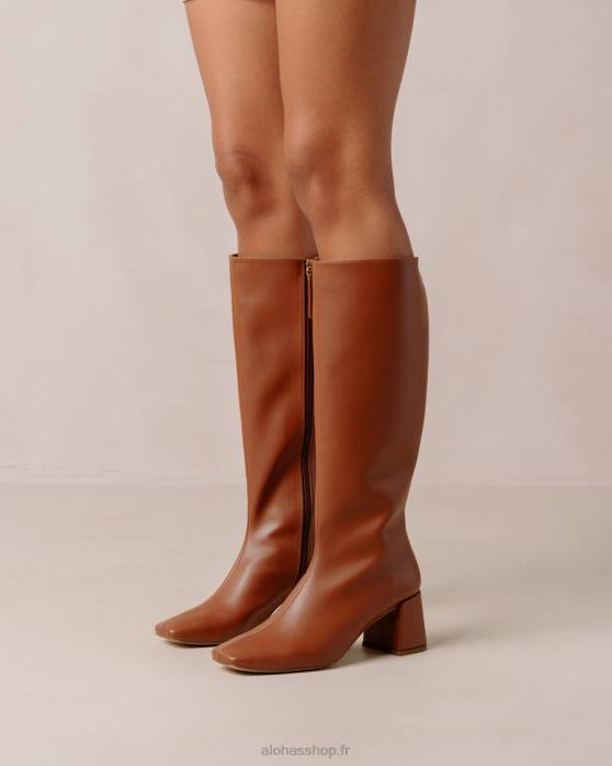 femmes brun pain d'épice P64N108 Alohas craie - bottes en cuir végétalien marron
