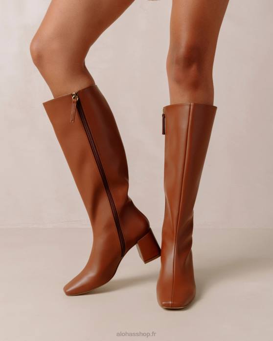 femmes brun pain d'épice P64N108 Alohas craie - bottes en cuir végétalien marron