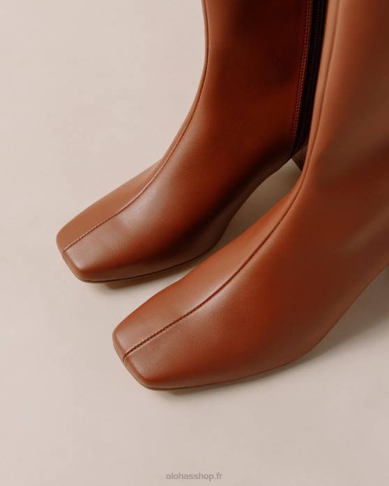 femmes brun pain d'épice P64N108 Alohas craie - bottes en cuir végétalien marron