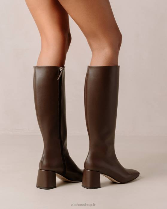 femmes brun terre d'ombre P64N109 Alohas craie - bottes en cuir vegan marron foncé