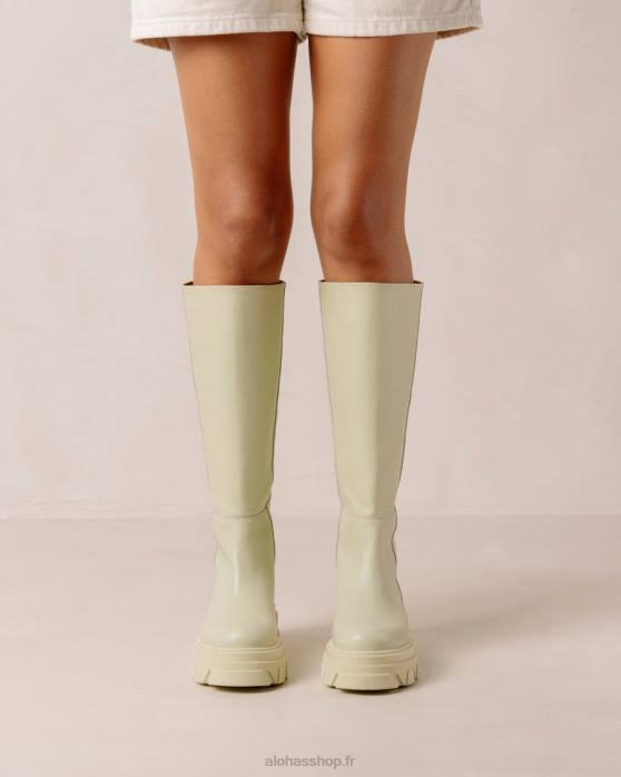 femmes céleri vert P64N102 Alohas katiuska - bottes en cuir vert clair