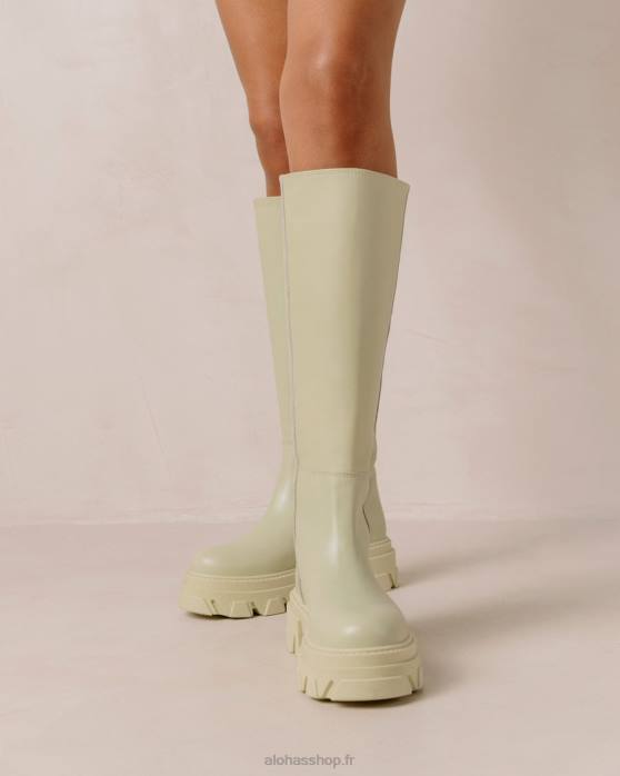 femmes céleri vert P64N102 Alohas katiuska - bottes en cuir vert clair