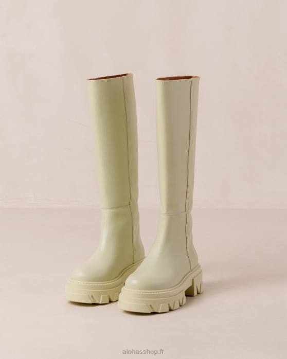 femmes céleri vert P64N102 Alohas katiuska - bottes en cuir vert clair