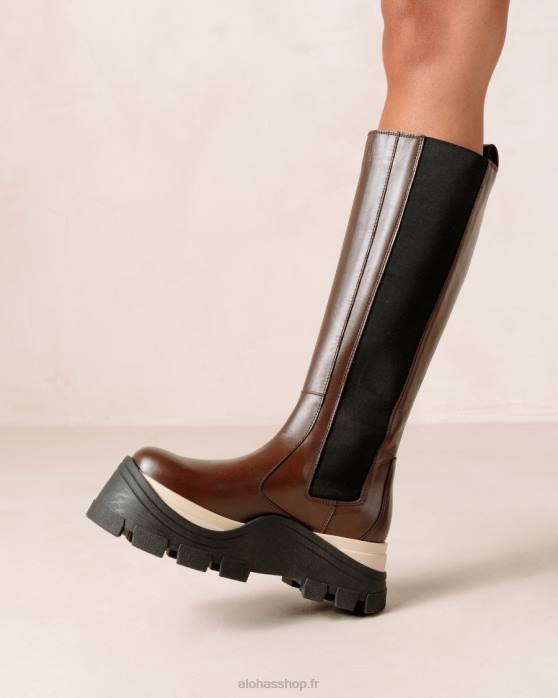 femmes échecs café marron P64N548 Alohas roxie chess - bottes en cuir marron