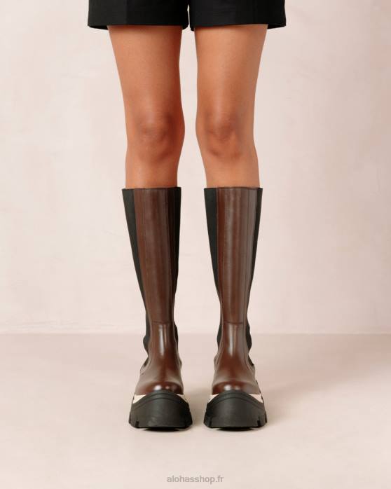 femmes échecs café marron P64N548 Alohas roxie chess - bottes en cuir marron