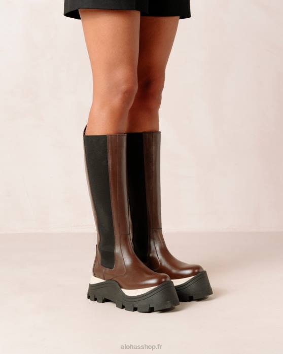 femmes échecs café marron P64N548 Alohas roxie chess - bottes en cuir marron