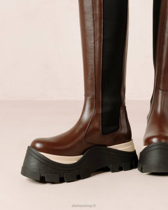 femmes échecs café marron P64N548 Alohas roxie chess - bottes en cuir marron