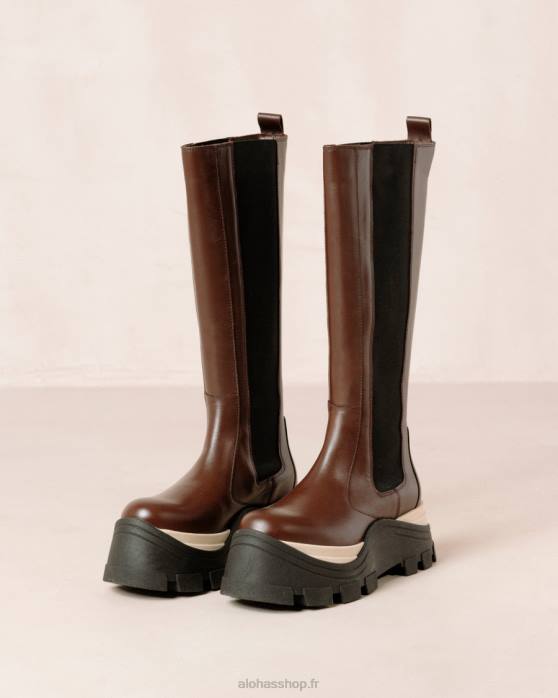 femmes échecs café marron P64N548 Alohas roxie chess - bottes en cuir marron