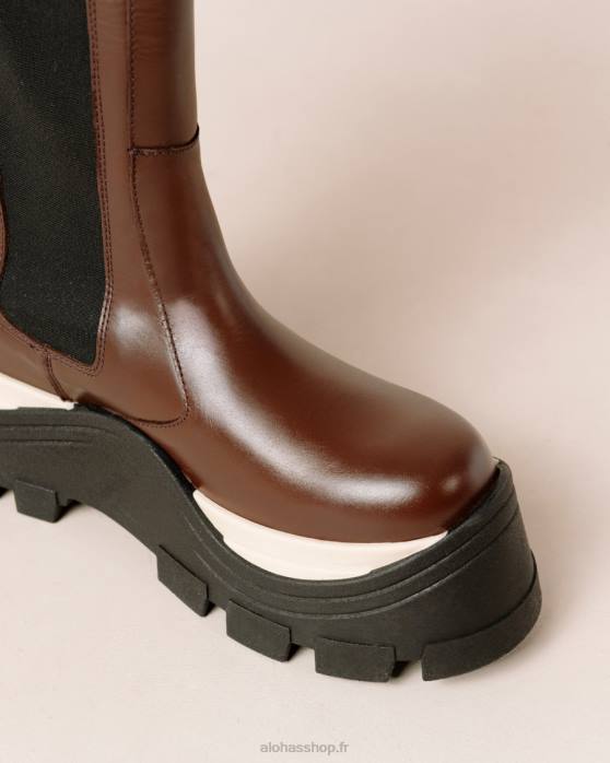 femmes échecs café marron P64N548 Alohas roxie chess - bottes en cuir marron