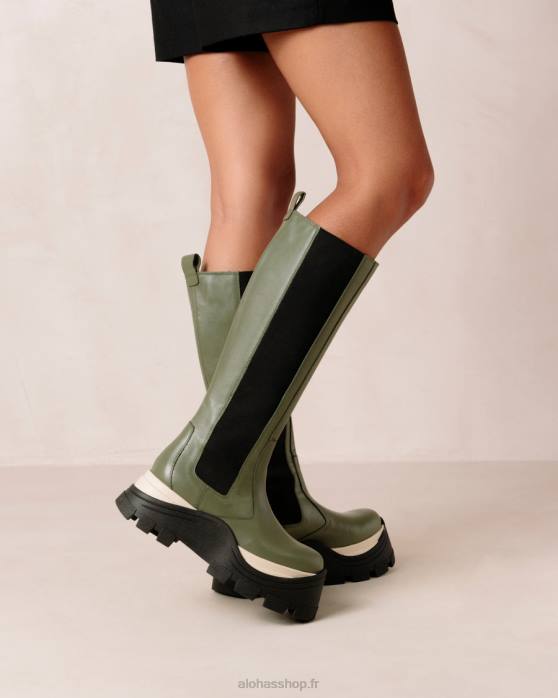 femmes échecs poussiéreux olive P64N549 Alohas roxie chess - bottes en cuir vert