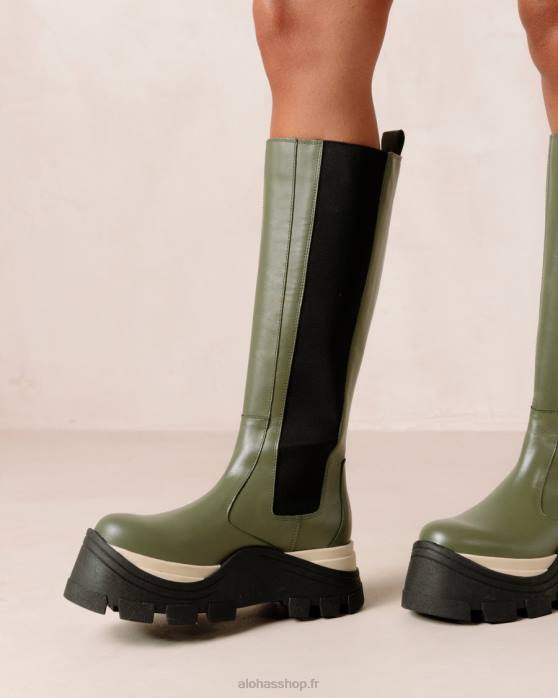 femmes échecs poussiéreux olive P64N549 Alohas roxie chess - bottes en cuir vert