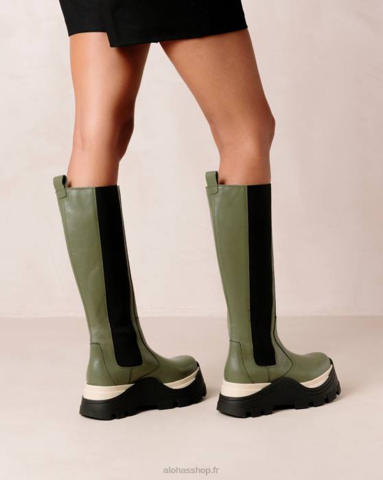 femmes échecs poussiéreux olive P64N549 Alohas roxie chess - bottes en cuir vert