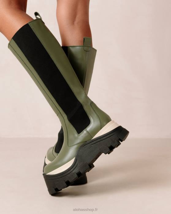 femmes échecs poussiéreux olive P64N549 Alohas roxie chess - bottes en cuir vert