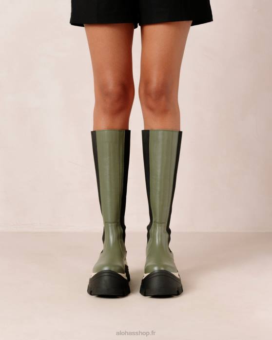 femmes échecs poussiéreux olive P64N549 Alohas roxie chess - bottes en cuir vert