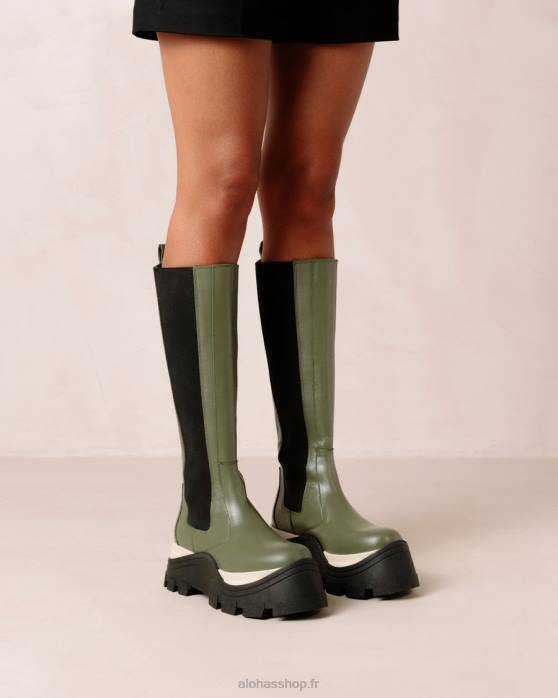 femmes échecs poussiéreux olive P64N549 Alohas roxie chess - bottes en cuir vert