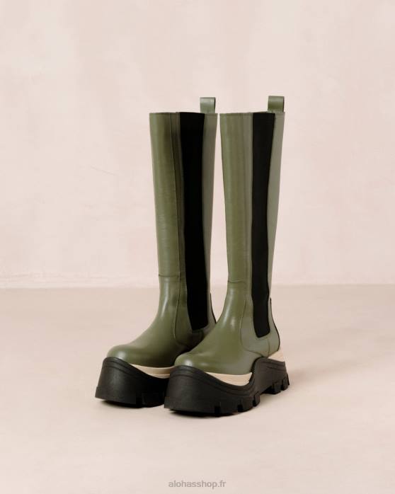 femmes échecs poussiéreux olive P64N549 Alohas roxie chess - bottes en cuir vert