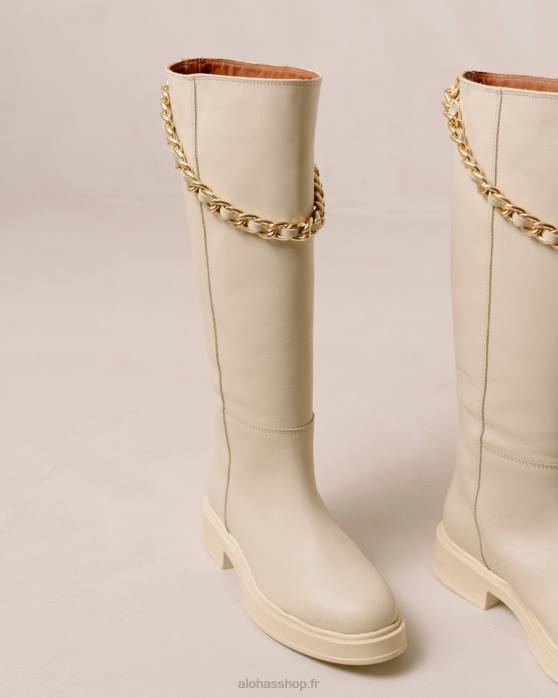 femmes crème P64N539 Alohas pier - bottes en cuir blanc