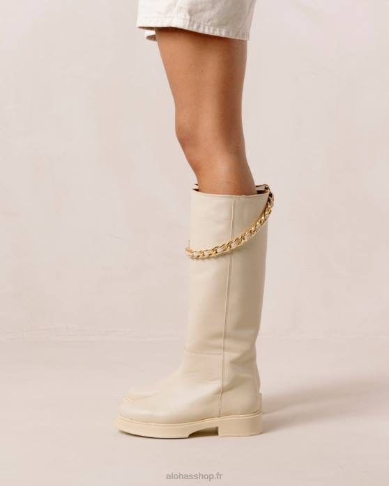 femmes crème P64N539 Alohas pier - bottes en cuir blanc
